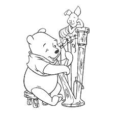 Winnie the Pooh plays harp with Pig