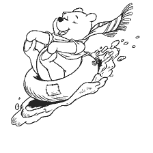 Winnie the Pooh sledging down the mountain