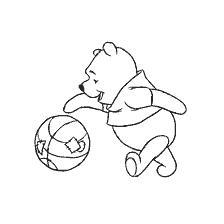 Winnie Bear plays with the ball