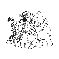 Winnie Bear, Piglet, Ia and Tigrel hug