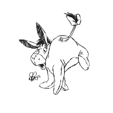 Donkey and bee in the coloring of Winnie Bear