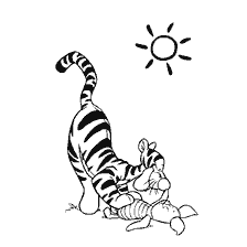 Tigger and Piglet from the cartoon Winnie the Pooh on the coloring book