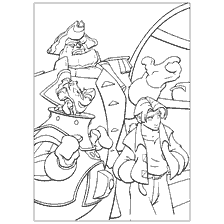 coloriage: Contours de personnages de la Planète du Trésor: Capitaine assistant, Livsey et Jimm