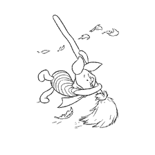 Pork from Winnie Bear with a broom in his hands