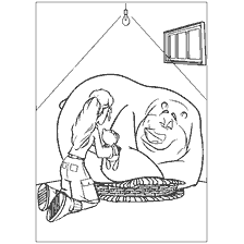 coloring page: Coloring with Bug and his bear cub from the cartoon Hunting Season