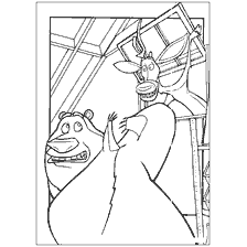 coloring page: Season of hunting with characters bear and deer