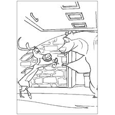 coloring page: Cartoon characters: a deer and a bear in a funny situation