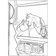 coloring page: Picture from the coloring book Hunting season, which depicts a bear and a hare.