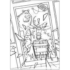 coloring page: Scene from the cartoon Season of hunting with a bear and a deer