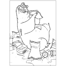 coloring page: Mascot from Hunting Season enjoying snacks