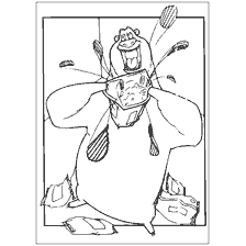 coloring page: The bear and his friends rejoice around the chips.