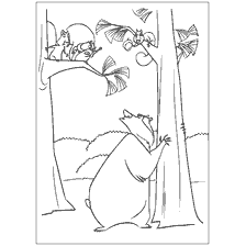 coloring page: Coloring from the cartoon Hunting season, where the bear and squirrels