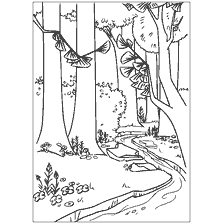 coloring page: Coloring with the image of the forest from the movie Hunting Season.