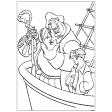 coloriage: L'argent enseigne Jimm sur un navire de Treasure Planet