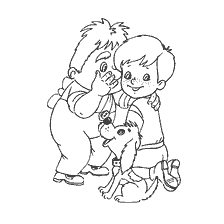 Bébé et Carlson avec un chien