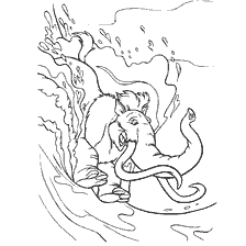 Ice Age Manny swims in the water
