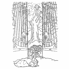Skrat's drawing at the gate, surrounded by nuts