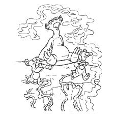 Characters from the Ice Age on the coloring book.