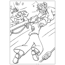 coloriage: Coloration de la planète du trésor : Jim est presque tombé