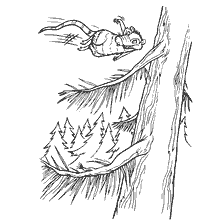 Opossum flies from a tree in the Ice Age