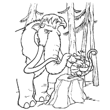 Manny and the possum, a coloring book from the Ice Age
