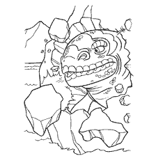 Drawing a creepy reptile from the cartoon Ice Age, breaking out of the ice