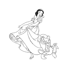 Snow White dancing with the dwarf