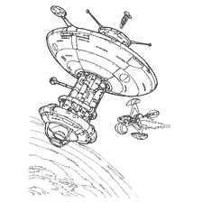 coloring page: Coloring Space Station and Starship