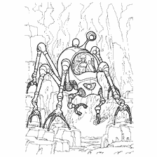 coloring page: Coloring the vehicle of the future in the form of a spider