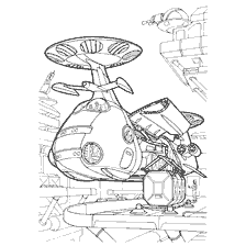 coloring page: Coloring the public transport of the future with a flying machine