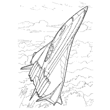 coloring page: Space liner in the clouds