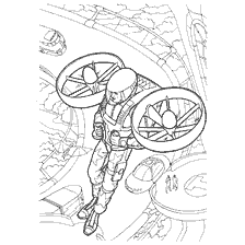coloring page: Painting of a helicopter in the future
