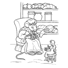 pagina da colorare: Illustrazione dalla fiaba di Hans Christian Andersen Thumbelian al topo di campo