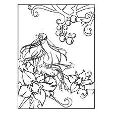 pagina da colorare: Thumbelina è seduto su un fiore