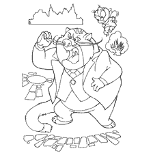 Picture for coloring with Chip and Dale, Cat Tolstopuz and Vzhik