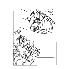 Chip and Dale with friends looking at a flying kennel