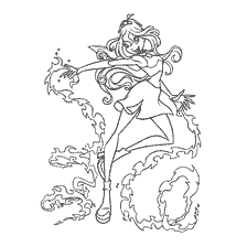 Coloring Winx: Flora with Fire Elements
