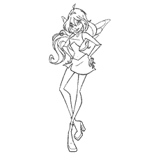 Winx Club: coloring fairies with long hair and wings
