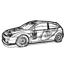 coloring page: Drawing of a racing car for coloring