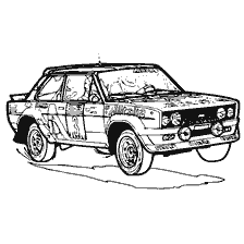 coloring page: Drawing of a rally car from the 1980s for coloring