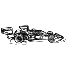 coloring page: Coloring of a Formula 1 racing car from 1970