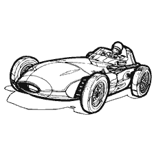coloring page: Drawing of the Formula 1 racing car of 1958