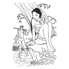 Kolorowanki Pocahontas z Johnem Smithem