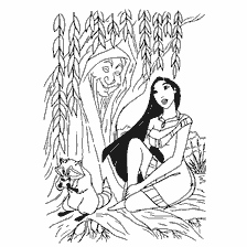 Kolorowanki Pocahontas z babcią Iva i szop