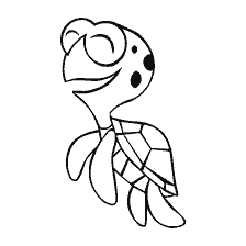 Een afbeelding van een schildpad uit de cartoon Finding Nemo
