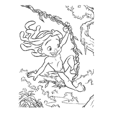 coloring page: Tarzan's coloring book, the boy on the vines