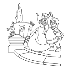 pagina da colorare: Principe e Principessa sui gradini del castello in una fiaba di Hans Christian Andersen.