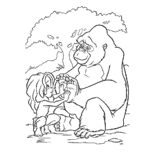 coloring page: Tarzan and Kala - coloring book
