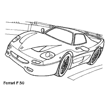 Ferrari F50 passenger car on the coloring list
