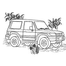 Car Hyundai Galloper on the background of palm trees